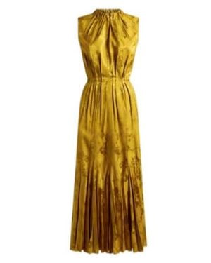 Etro Long Dress With Leafy Jacquard Motif - Metallic
