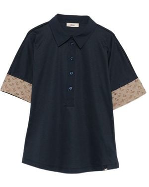 Herno Jacquard Trim Polo Top - Blue