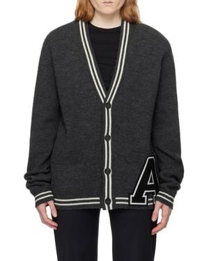 Ambush Varsity-Letter Wool Cardigan - Black