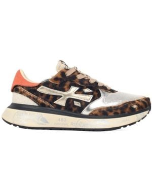Premiata 'Lauryn' Leopard Print Pony Blend Sneakers - White