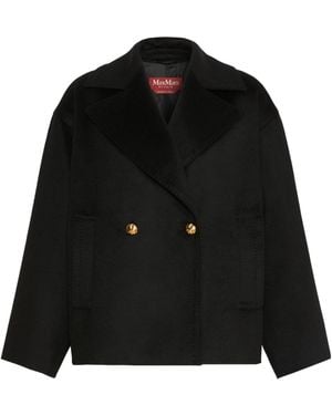 Max Mara Studio Mstsnob Double-Breasted Coat - Black