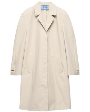 Prada Single-Breasted Double Poplin Coat - White