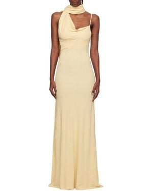 AYA MUSE Wisp Halterneck Draped Maxi Dress - Natural