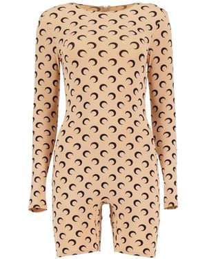 Marine Serre Crescent-Moon Printed Playsuit - Natural