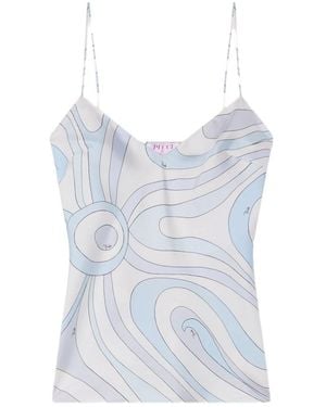 PUCCI Marmo-Print Silk Top - Blue