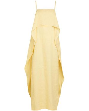 STAUD Draped Linen Maxi Dress - Metallic