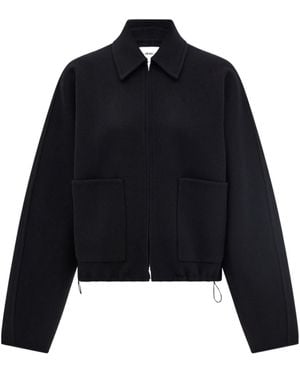 Ferragamo Cashmere Blend Cropped Bomber Jacket - Blue