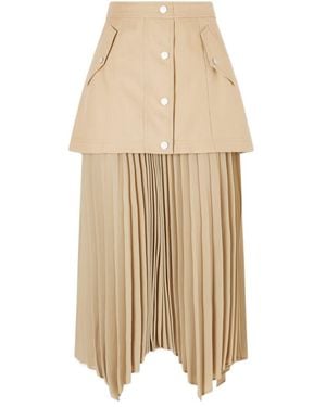 Veronica Beard Patricka Asymmetric Layered Pleated Woven Skirt - Natural