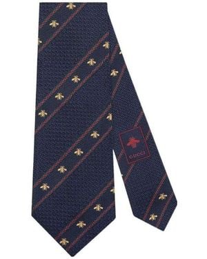 Gucci Bee Motif Tie - Blue