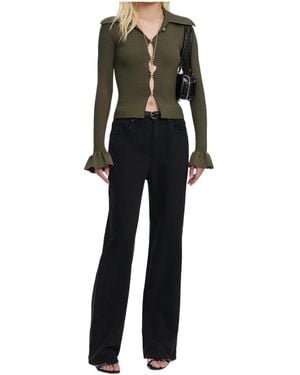 Self-Portrait Ruffled-Cuff Cardigan - Black