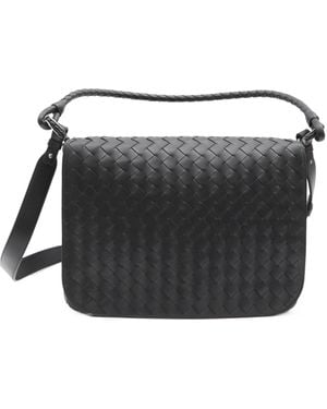 Bottega Veneta Swing Intrecciato Messenger Bag - Black