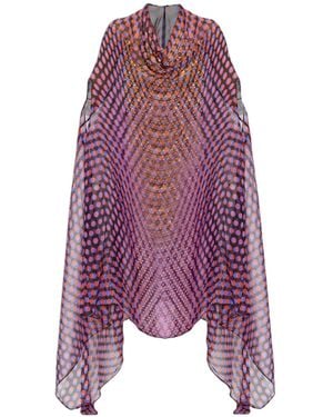 Dries Van Noten Polka-Dot Pattern Draped Dress - Purple