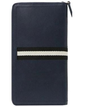 Bally Logo Zipper Wallet - Blue