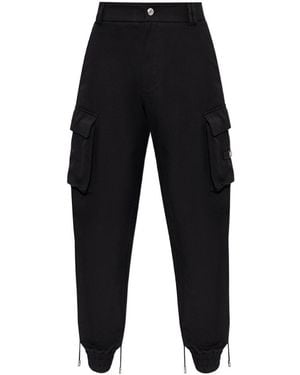 Gcds Logo Patch Button Detailed Cargo Trousers - Black