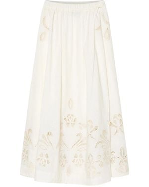 forte_forte Embroidered Midi Skirt - White