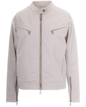 Patrizia Pepe Zipped Leather Jacket - Gray