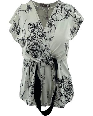 Max Mara Studio Floral Embellished Crewneck T-Shirt - Gray