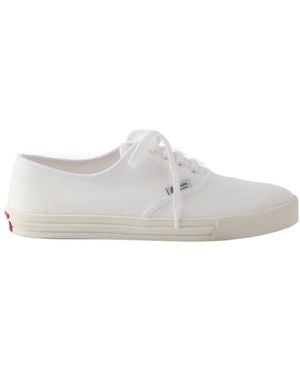 Prada Drill Fabric Laced Sneakers - White