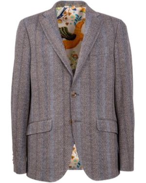 Etro Single-Breasted Striped Blazer - Brown