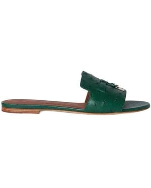 Loro Piana Logo Flat Slippers - Green