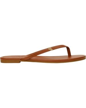 Ralph Lauren Logo Detail Flat Sandals - Brown
