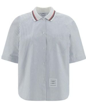 Thom Browne Striped Poplin Shirt - Grey