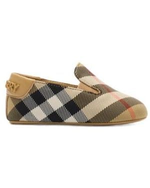 Burberry Check Nylon Blend Booties - Brown