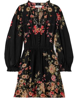 Sea Jolie Ruffled Floral-Print Crepe De Chine Mini Dress - Black