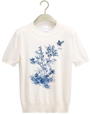Dior Short-Sleeved Embroidered Jumper - Blue