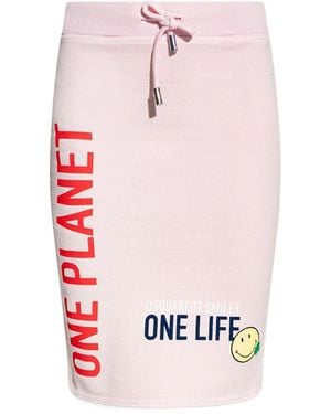 DSquared² Smiley Slogan Print Skirt - Pink