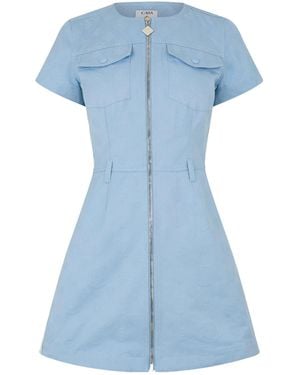 CASABLANCA Zipper Short-Sleeved Dress - Blue