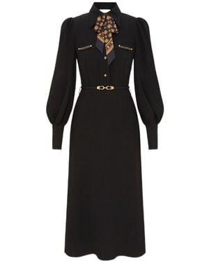 Zimmermann Utility Belted Silk-Scarf Midi Dress - Black
