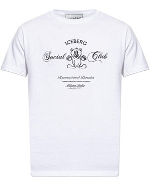 Iceberg Bear Printed Crewneck T-Shirt - White
