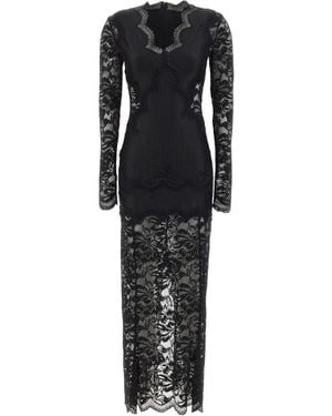 Rabanne Rabanne Lace Panel Long Dress - Black