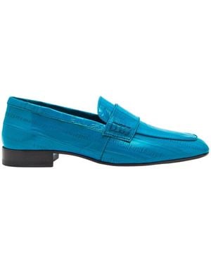 Dries Van Noten Textured Leather Loafers - Blue
