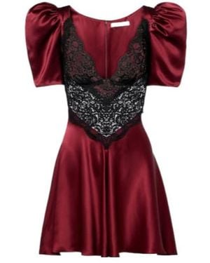 Rodarte Lace-Trimmed Silk Cocktail Dress - Red