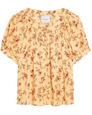 Reformation Calia Floral-Print Voile Blouse - Natural