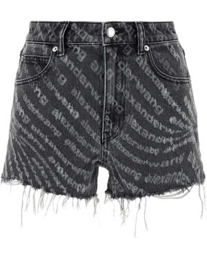 Alexander Wang Bite High-Waist Denim Shorts - Grey