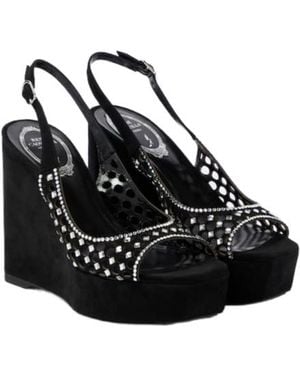 Rene Caovilla Embellished Suede Platform Sandals - Black
