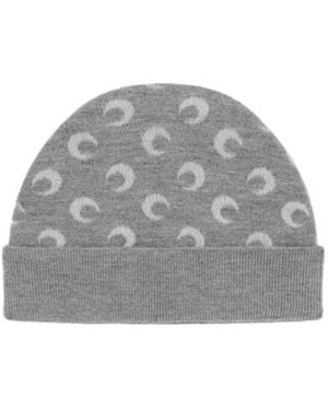 Marine Serre Moon-Printed Knitted Beanie - Gray