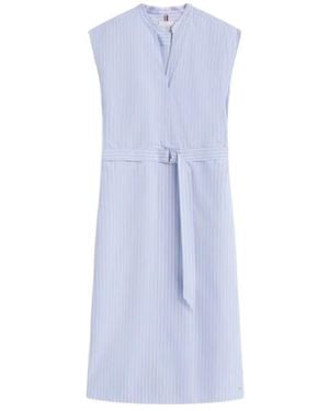 Tommy Hilfiger Poplin Belted Midi Dress - Blue