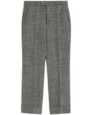Valentino Mouliné Wool Trousers With Turn-Ups - Grey