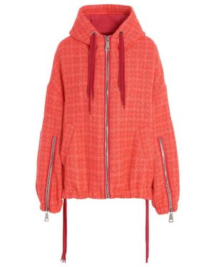 Khrisjoy Tweed Drawstring Hood Jacket - Red