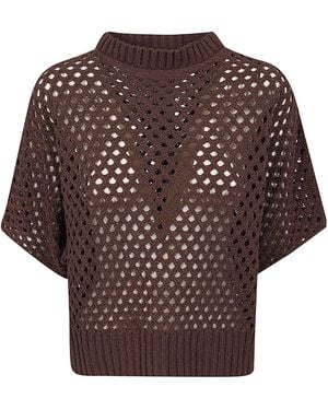 Antonelli Short-Sleeve Knit Top - Brown
