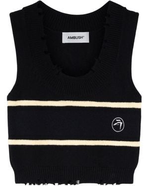 Ambush Destroyed Ribbed Crewneck Top - Black