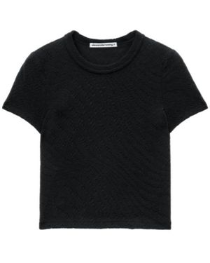 T By Alexander Wang Alexander Wang Logo Jacquard Crewneck Knit Top - Black