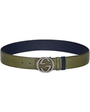 Gucci Reversible Belt With Interlocking G Buckle - Blue