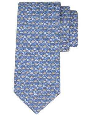 Ferragamo Frog Print Silk Tie - Blue