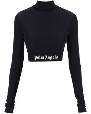 Palm Angels Logo Waistband Long-Sleeved Top - Black