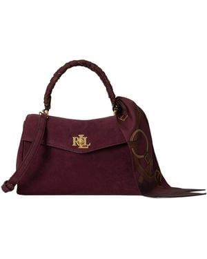 Ralph Lauren Farrah Small Leather Satchel - Purple